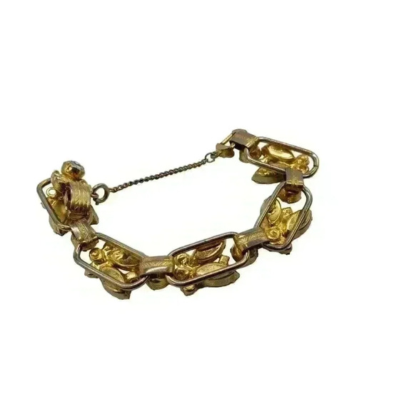 Vintage Bracelet  D&E JULIANA big Chunky Rhinestone Gold 7 Link RARE Statement - Picture 3 of 7